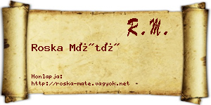 Roska Máté névjegykártya
